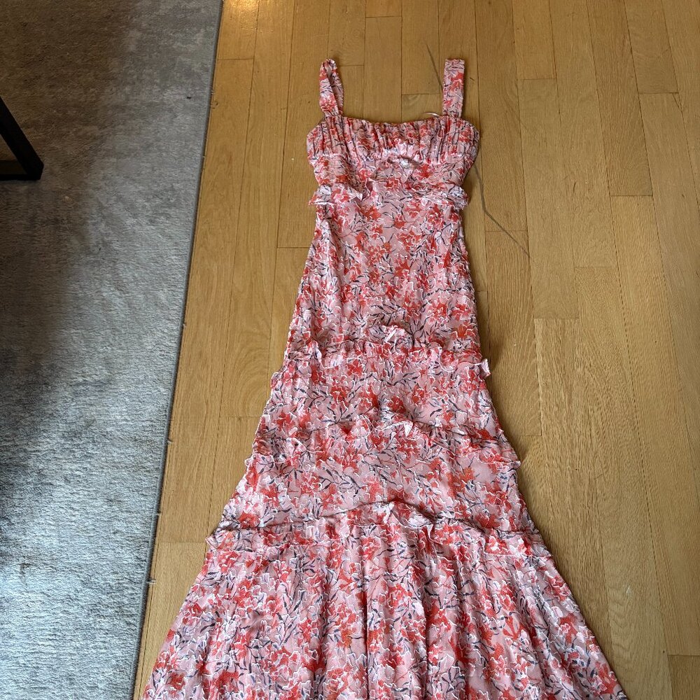 SALONI Coral Floral Maxi Dress